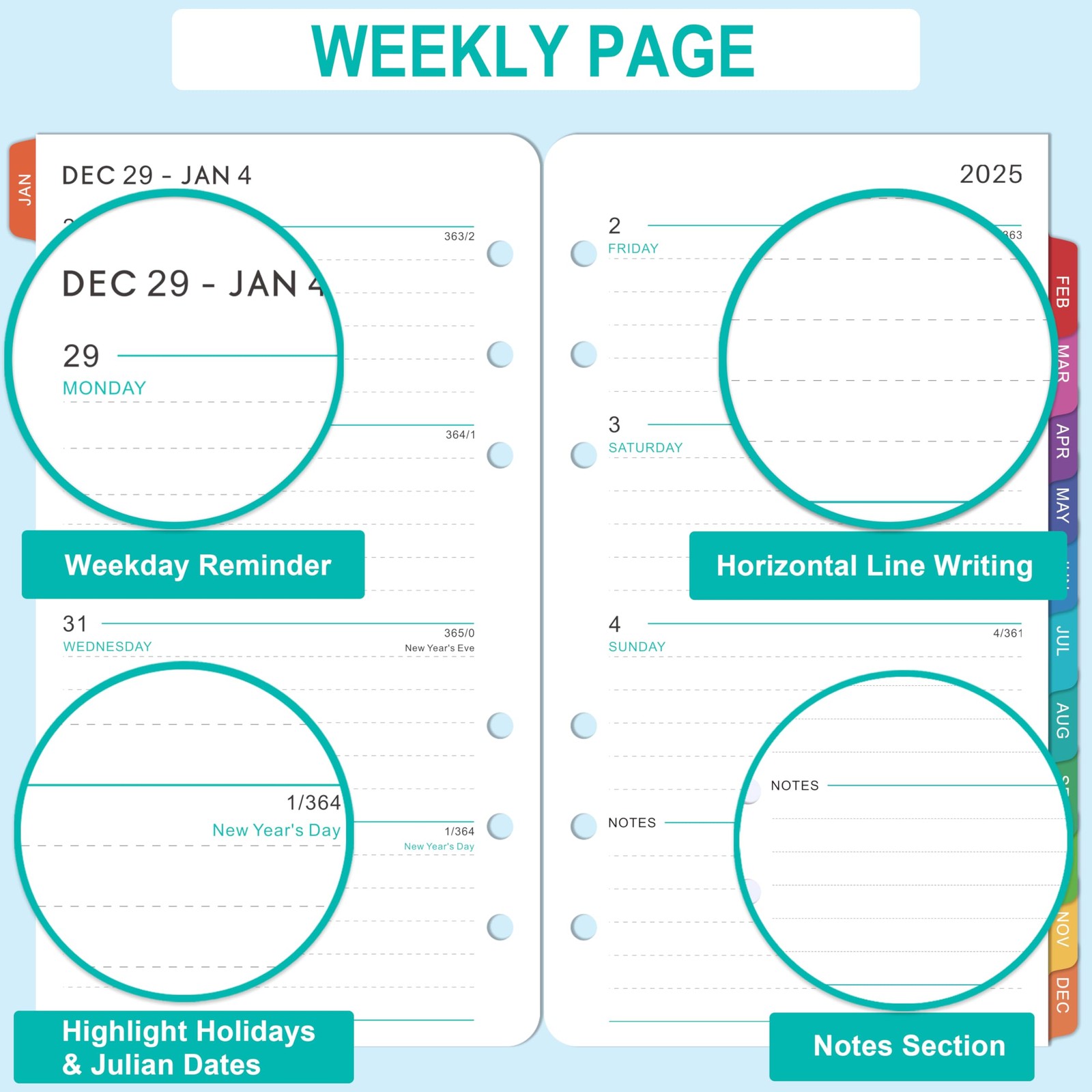 2026 Planner Refills – A6 Weekly and Monthly Planner Inserts, 4″ x 6.73″, Jan…