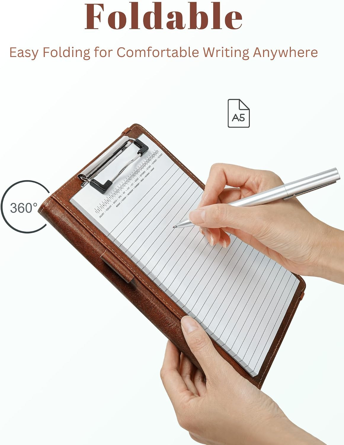 Small Padfolio Clipboard Folder for 5X8 Inch Writing Pads, Compact A5 Portfolio