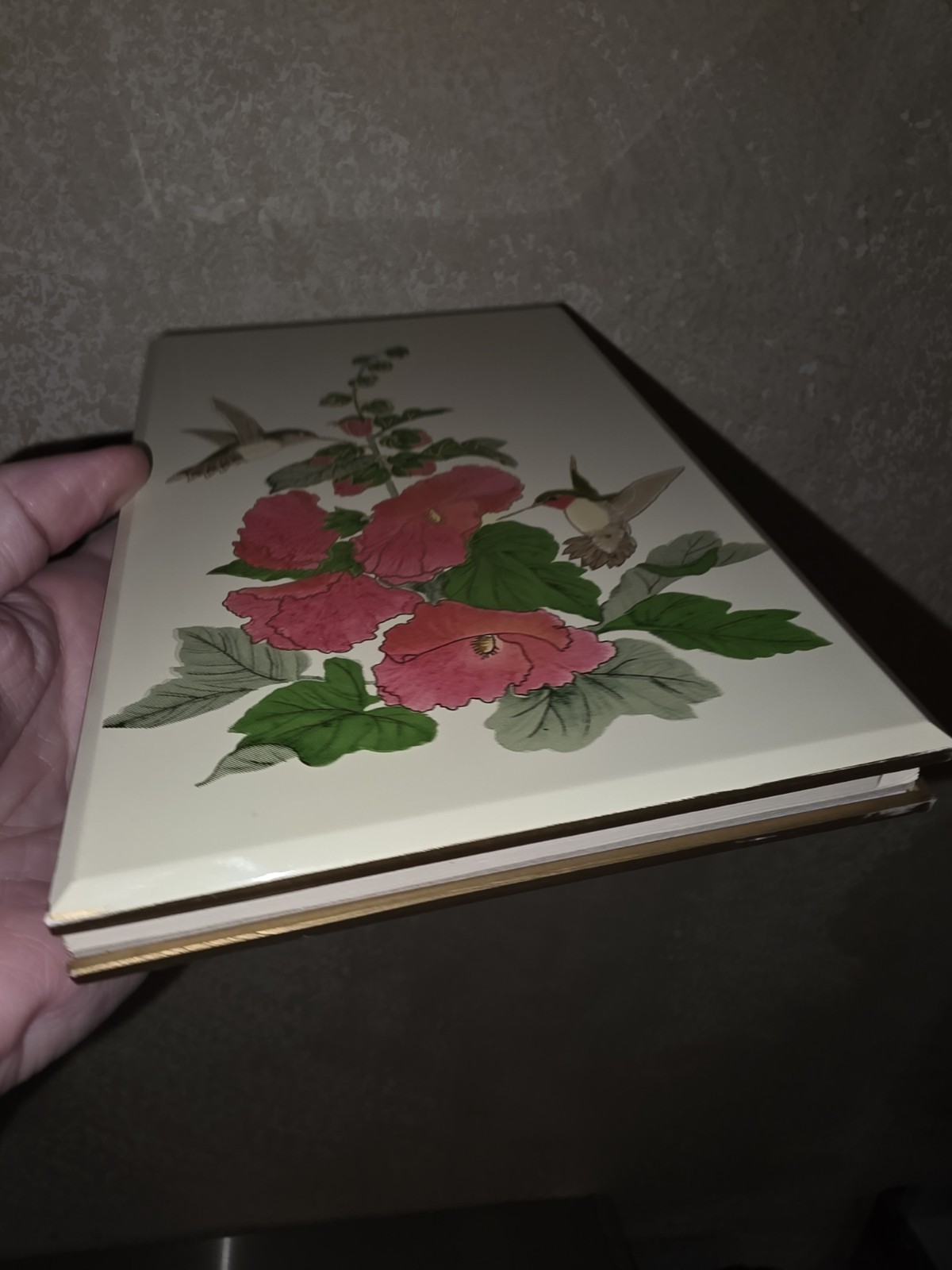 Vintage Otagiri Japan Lacquerware Address Book Hummingbird & Florals
