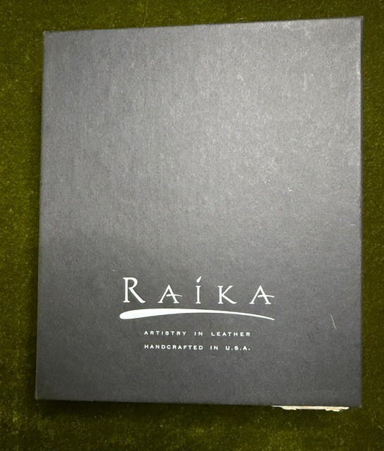 NIB Raika Leather Mini Agenda Pocket Address Book Orange Lizard Embossed Case US
