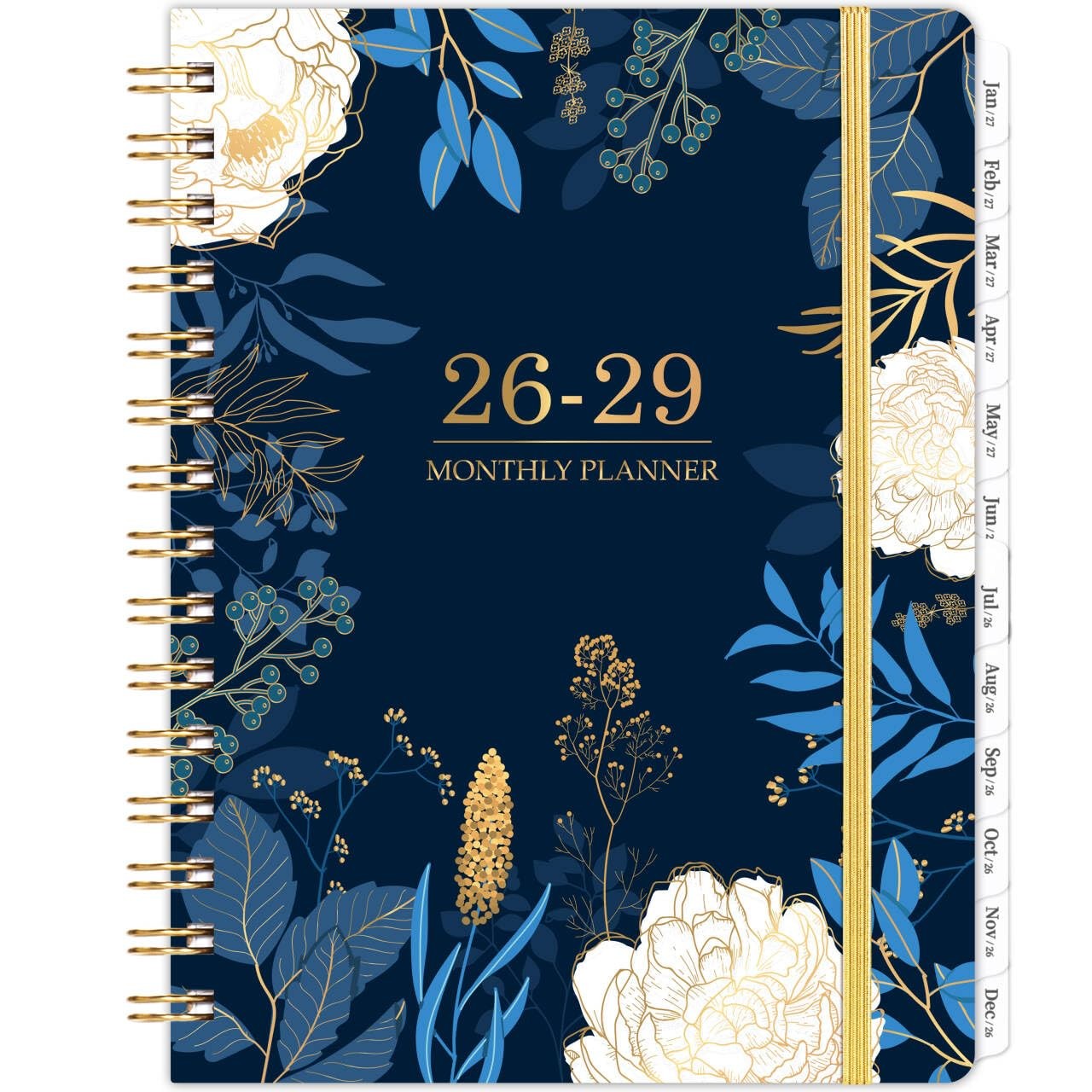 3 Year Monthly Planner 2026-2029 6.3×8.4 Inch Tabs Elastic Closure Inner Pocket