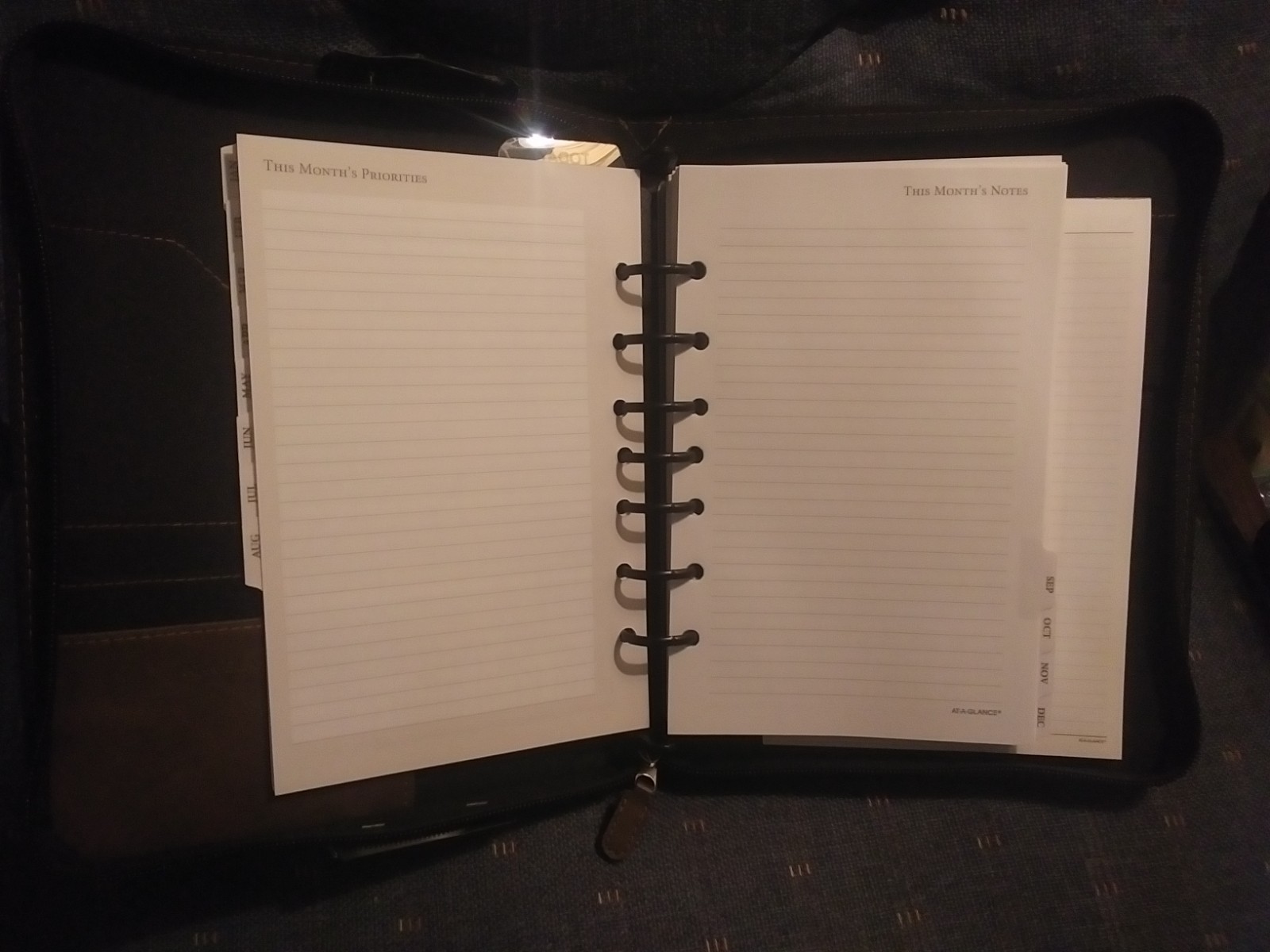 AT-A-GLANCE Undated Starter Set Planner Brown Zipper Binder #031-0140-04