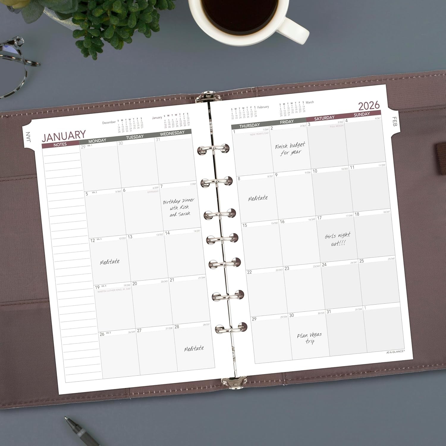 AT-A-GLANCE 2026 Planner Refill, Monthly, 5-1/2″ x 8-1/2″, Desk Size 4, Loose…