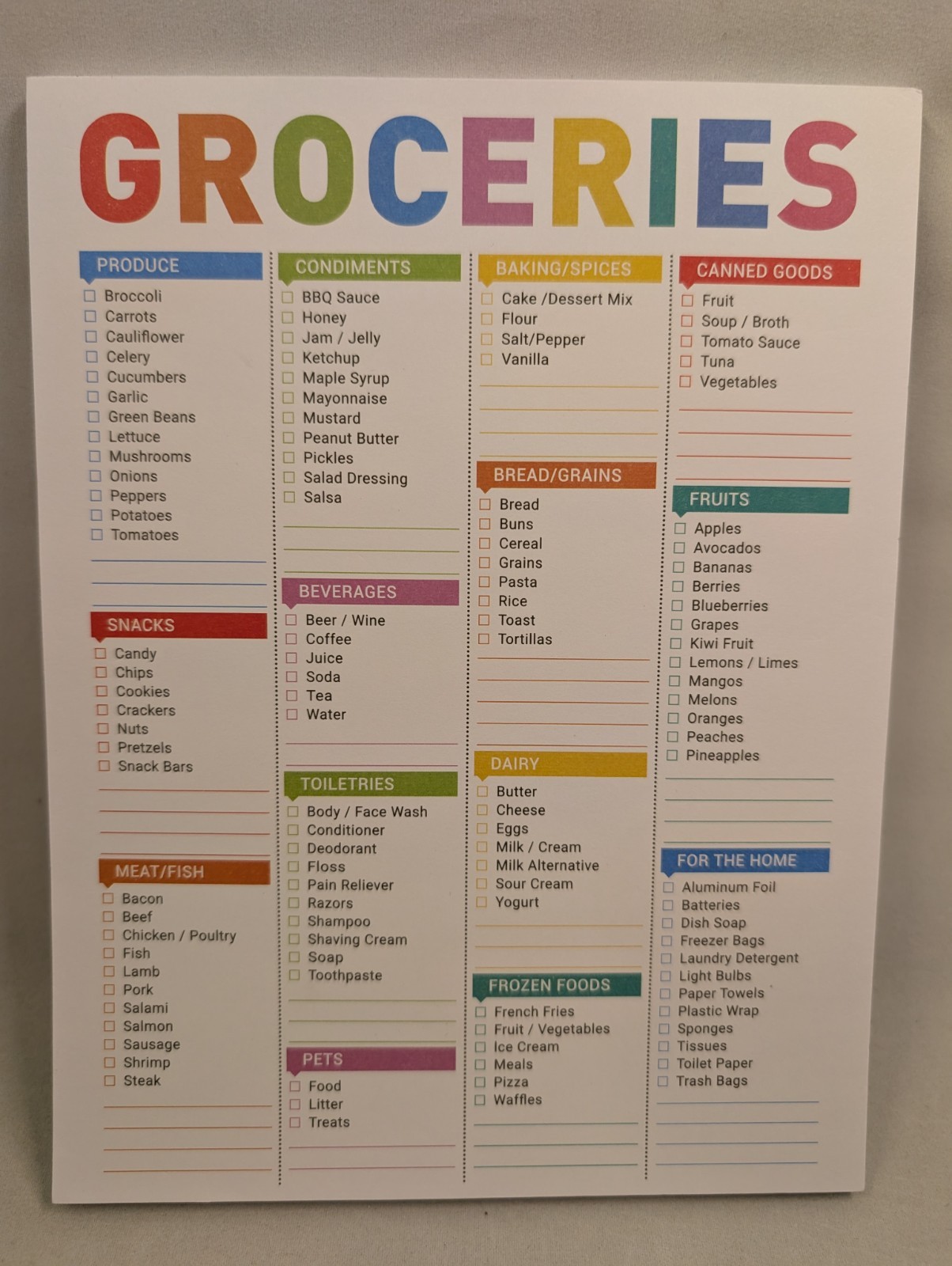 Grocery List Pad w/ Magnet 52 Sheets Weekly Planner Fridge Notepad 6.5×8.5