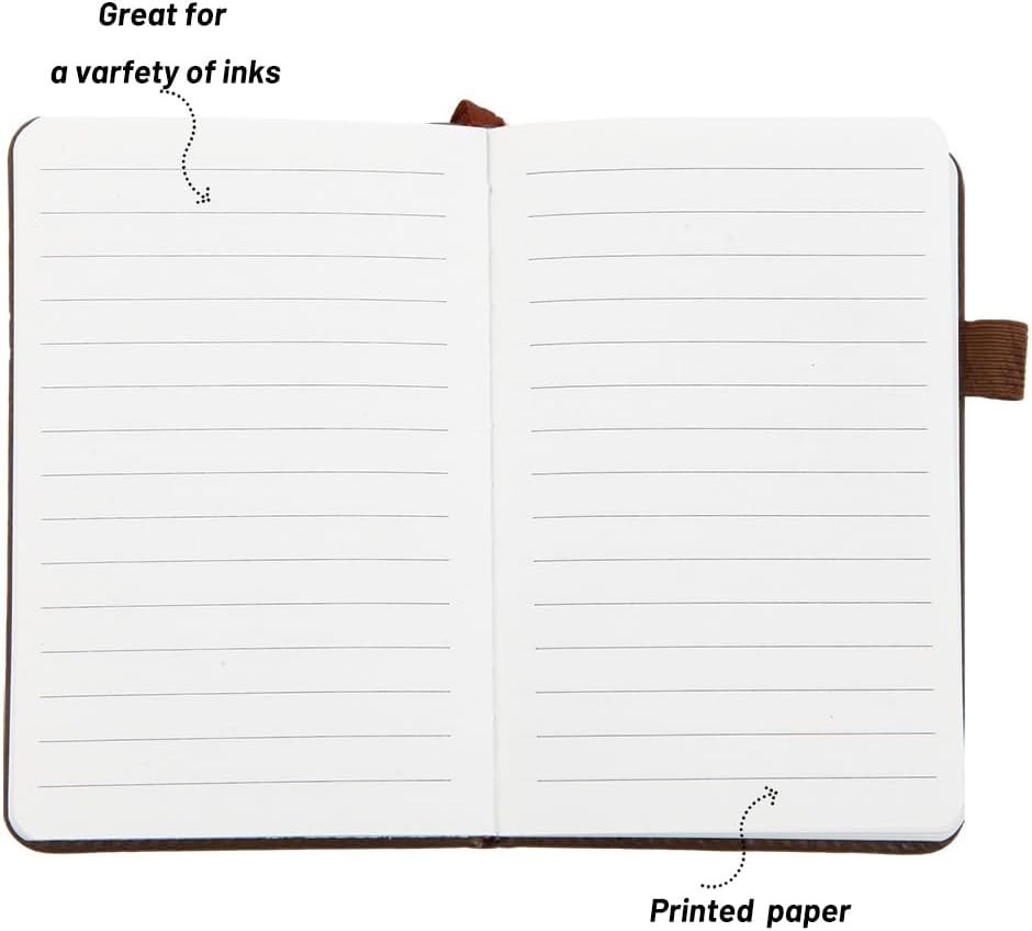 Small Pocket Notebook, Leather Journal Mini (Brown)