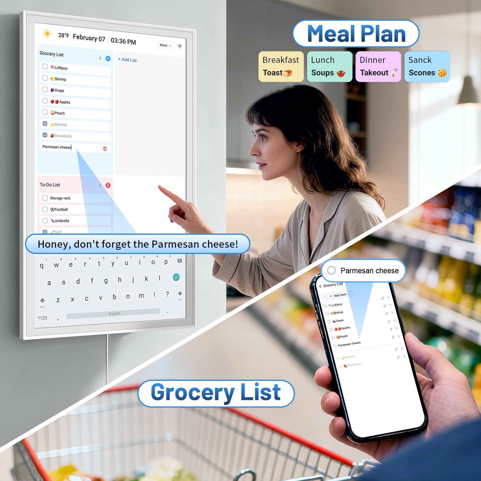 32 Inch Digital Calendar, Electronic Chore Chart, Smart Weekly and White-32in