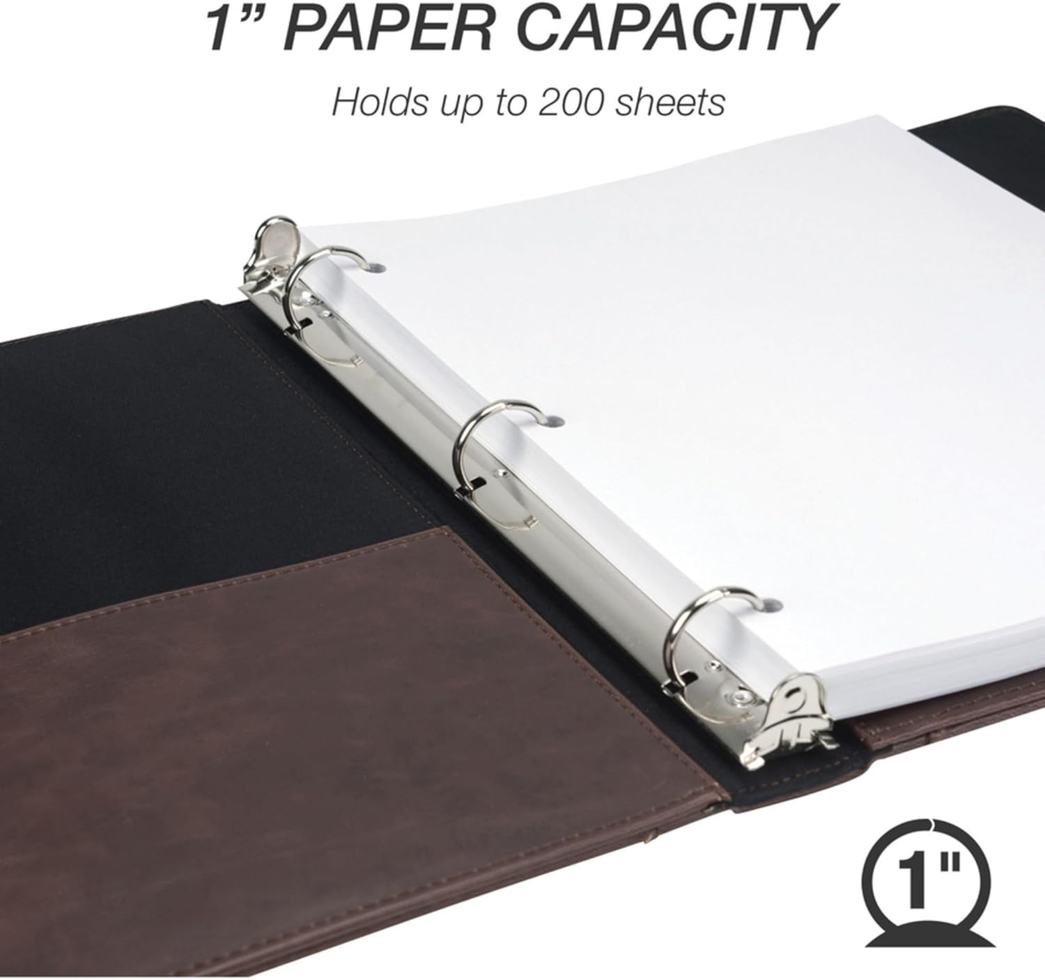 Elegant Vintage Leather 3 Ring Binder Holds 200 Sheets | Professional Organizer