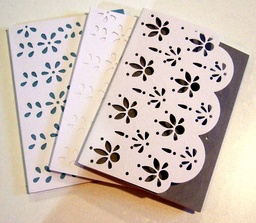 Lot of 3 Floral Heavy Cardstock Covered Lined Tri-Fold Journals – NEW (#8)