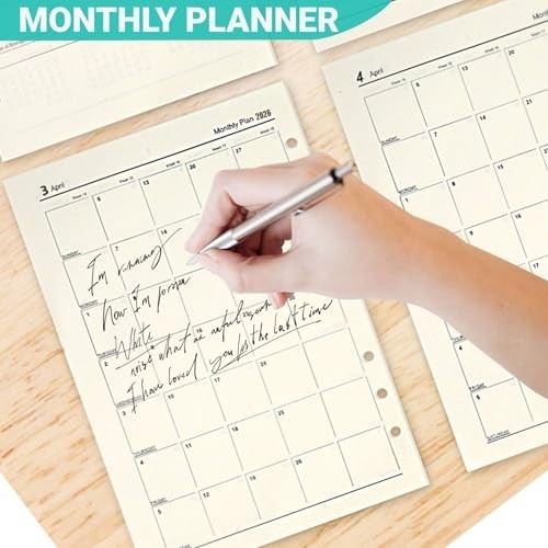 A5 2026 Weekly & Monthly Planner Refill, 176 Pages, 6-Hole Punched, Daily Calend