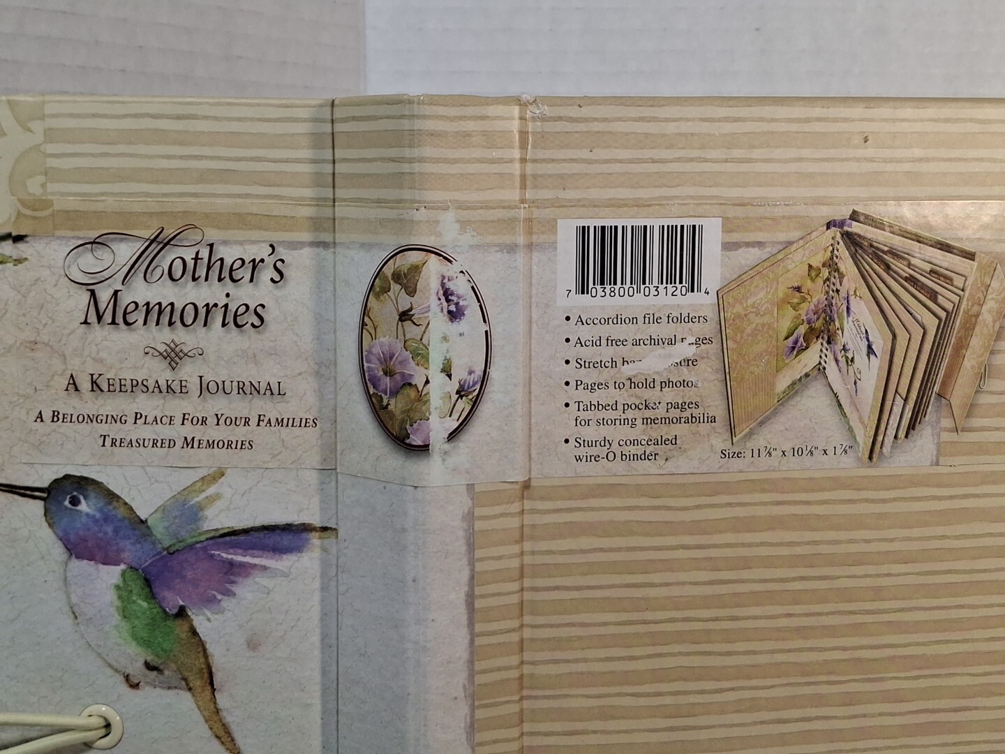 Mothers Memories Journal Keepsake Binder Pockets Acid Free Hummingbird Flowers