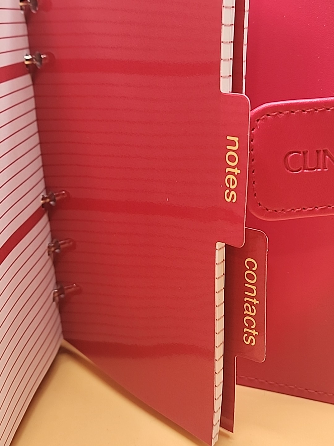 Vintage Clinique Planner Address Book Red Leather & Yellow Felt 5.5 x 7.75