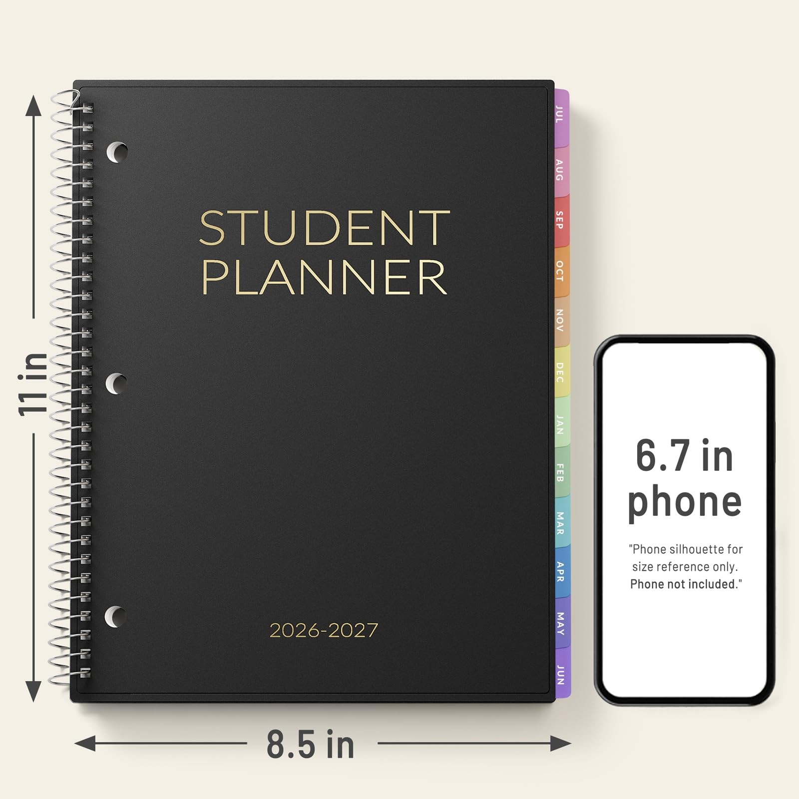 Student Planner 2026-2027, SUNEE Middle or High School A4 8.5″×11″, Black