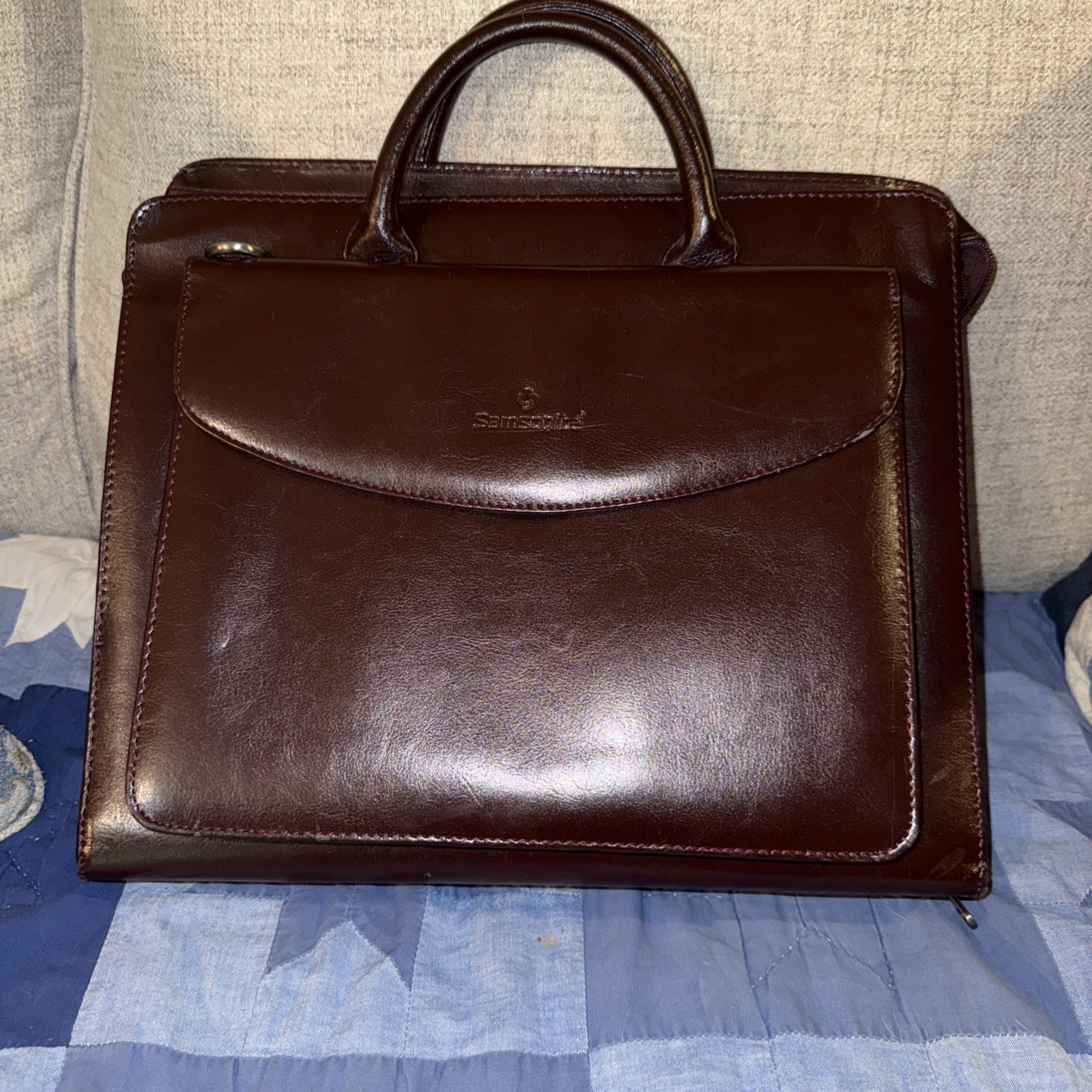 Vintage Samsonite Leather Combination 3-Ring Binder Briefcase Organizer-padfolio