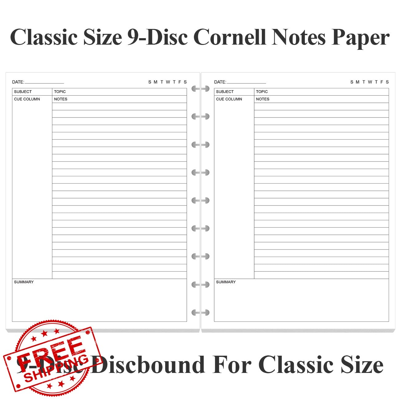 Yaridar 2-Pack 9-Disc Classic Size Cornell Notes Paper