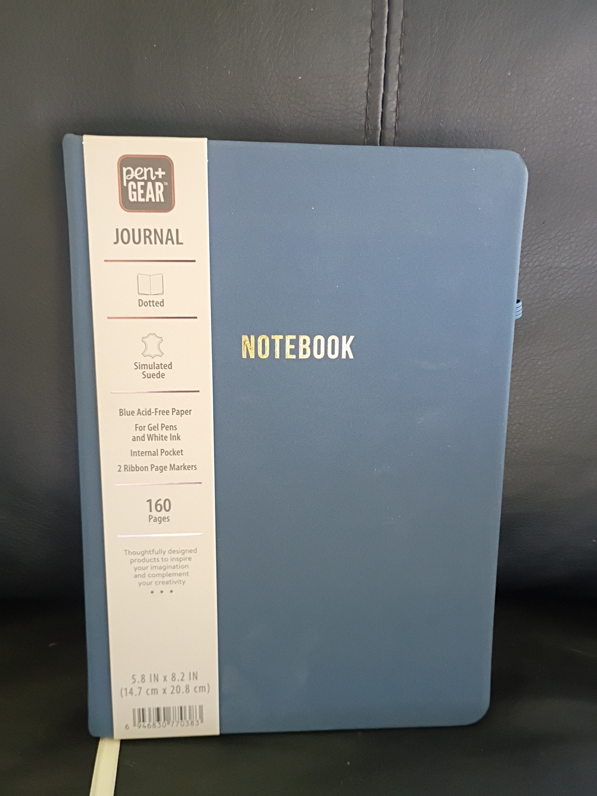 Dotted Notebook Acid-Free 160 Pages Suede Cover Internal Pocket Ribbon Markers