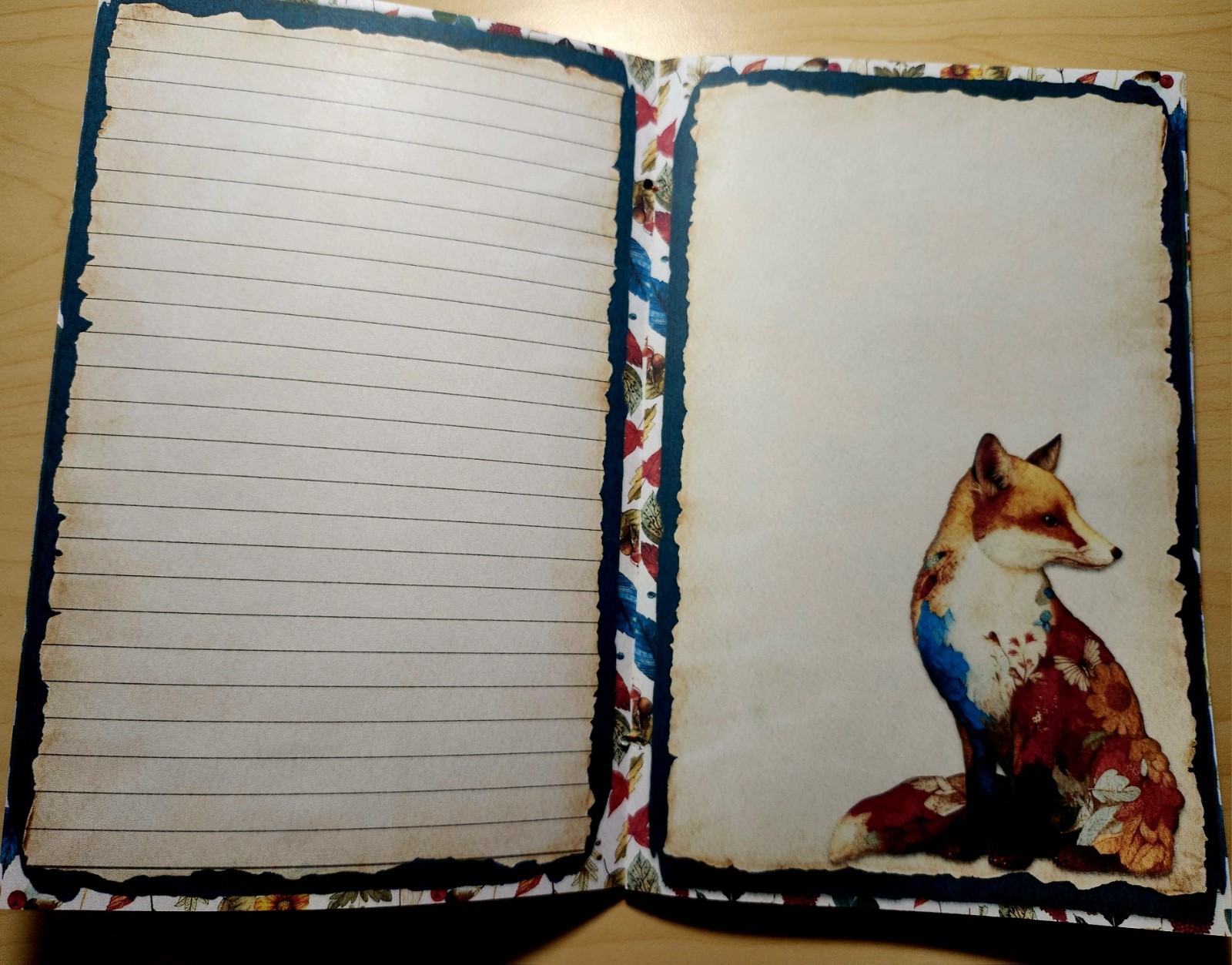 Junk Journal Booklet “FOLKLORE” Handmade Botanical Wildflowers Lg 8.5″x5.5″ 40pg