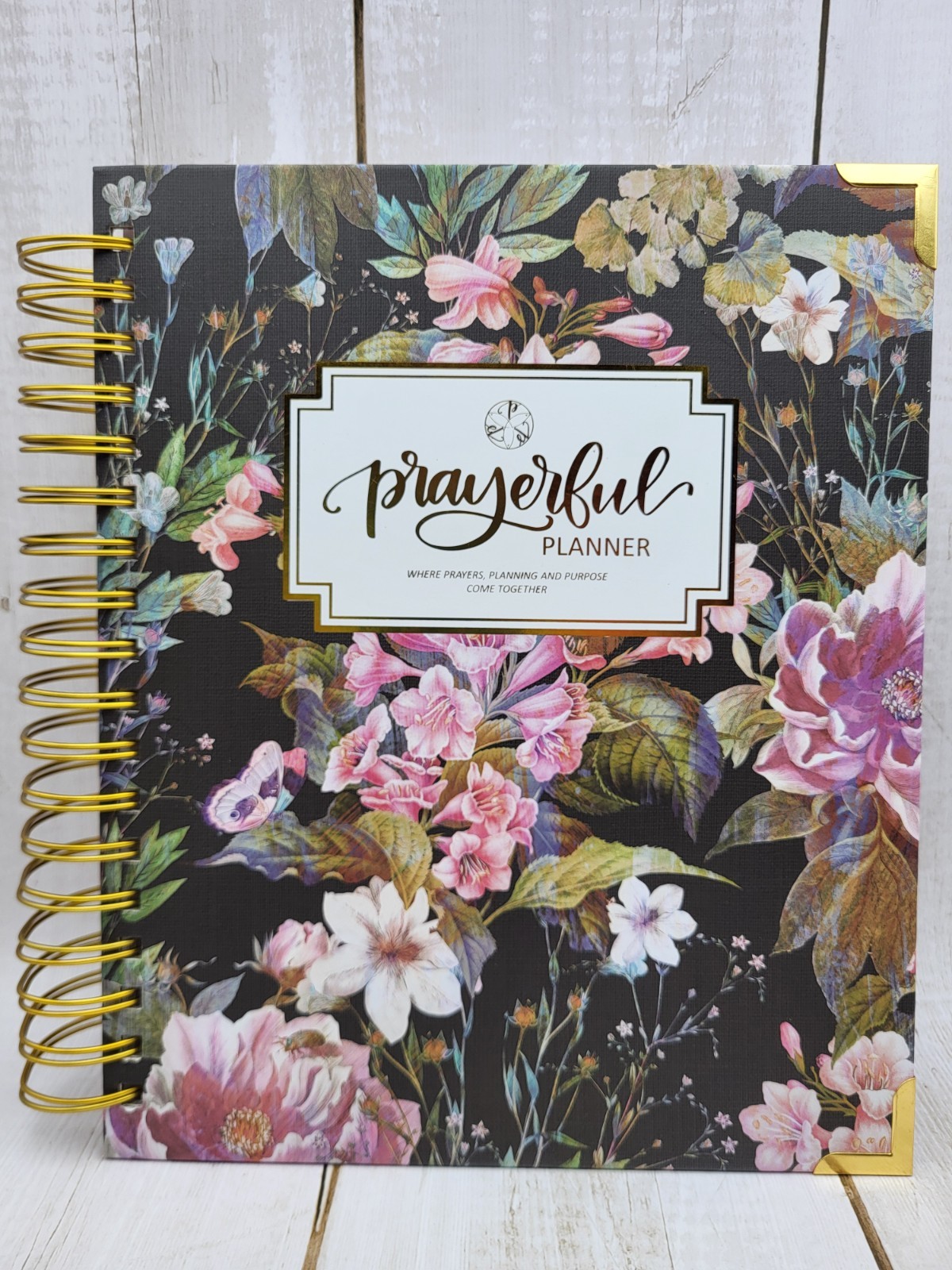2026 Prayerful Planner Black Floral Hadrcover Undated Calendar Prayer List Book