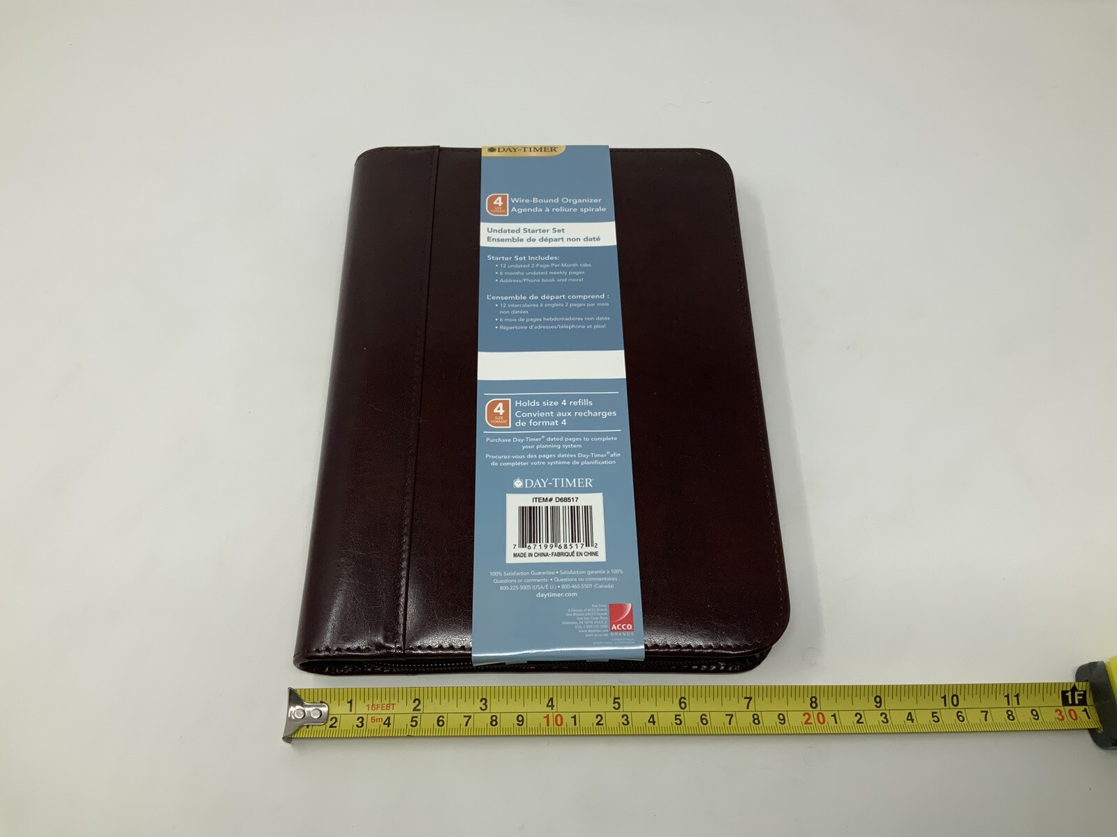 Day-Timer Wire-Bound Leather Organizer System Burgundy #D68517