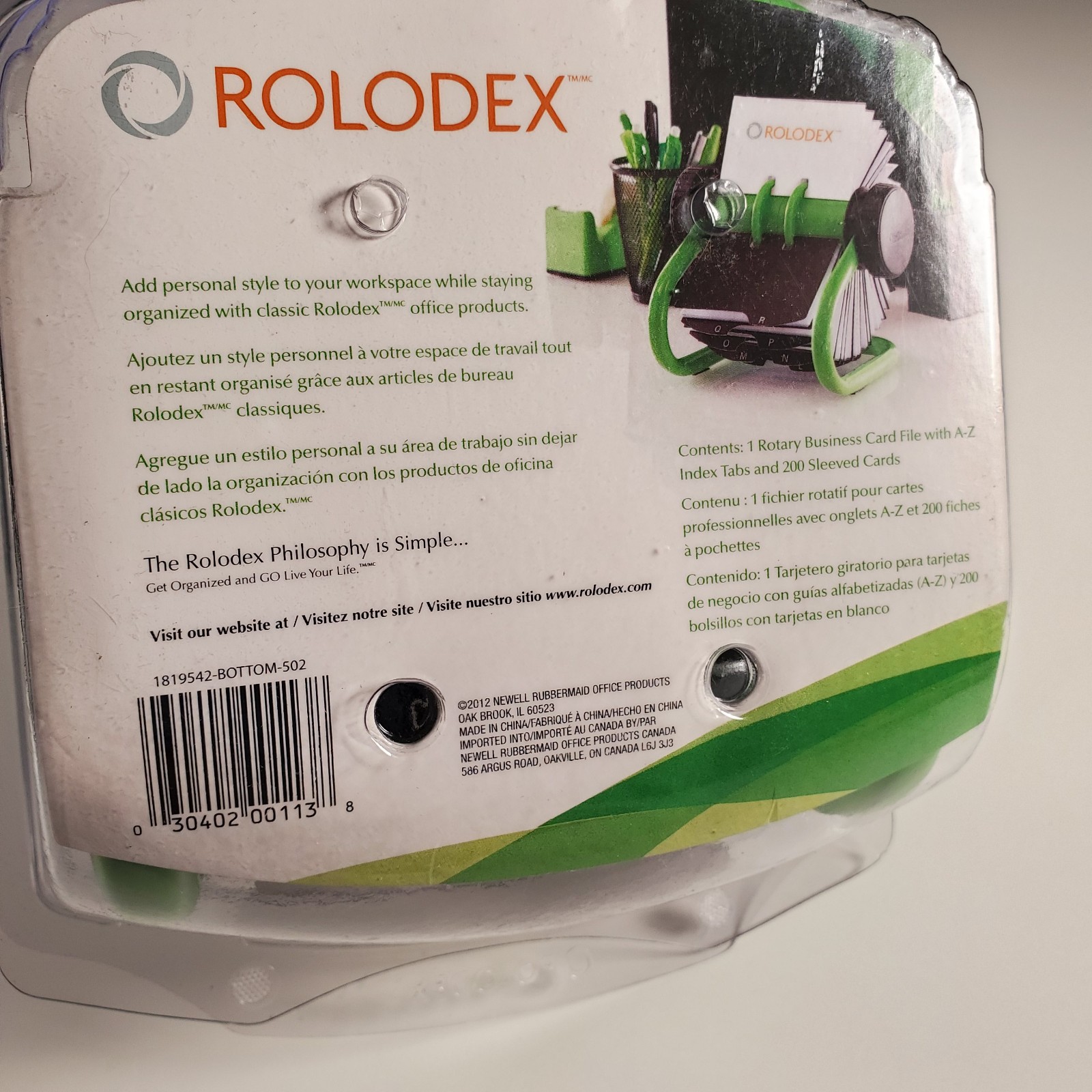 Vintage Open Rotary Classic Rolodex Card File Blk/Green Metal Frame w/ 200 Cards