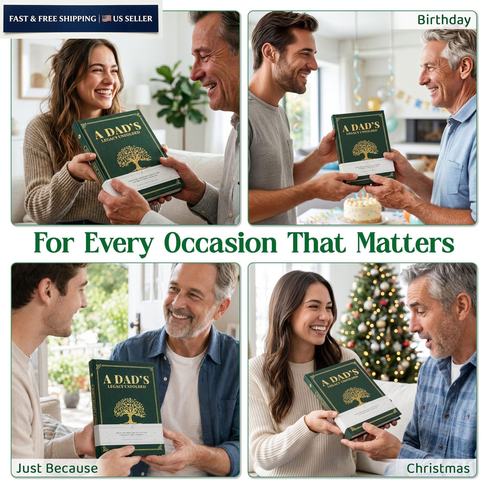 GAUDORA Fathers Day Birthday Dad Gifts from Daughter Son Green Dad’s Legacy