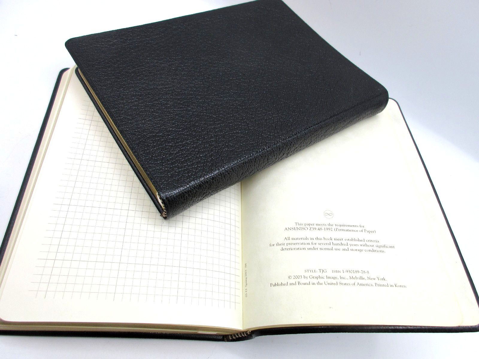 Graph Grid Lined Squared Paper Pages Journal 4×6″ Leather Cover BLACK