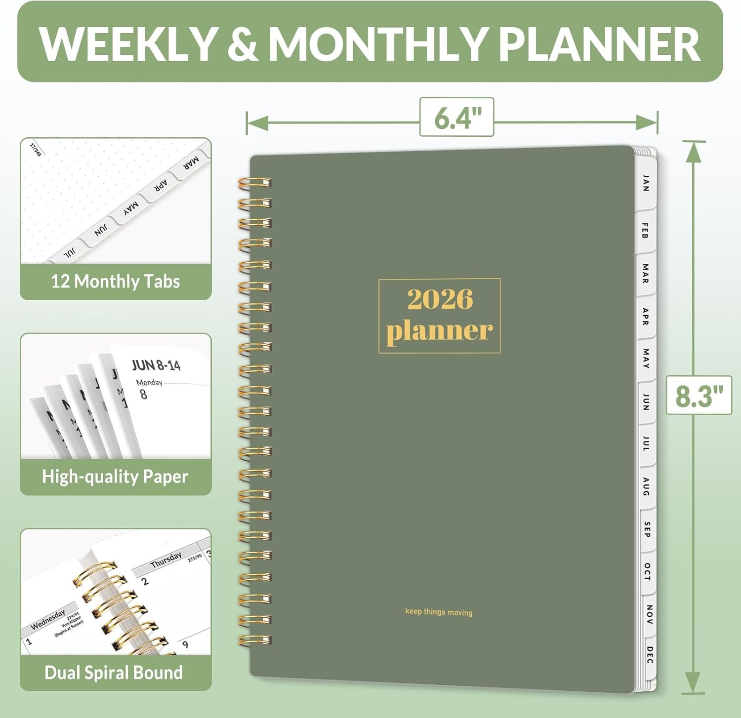 2026 Planner, Weekly and Monthly Calendar Planner, January 2026-December 2026…