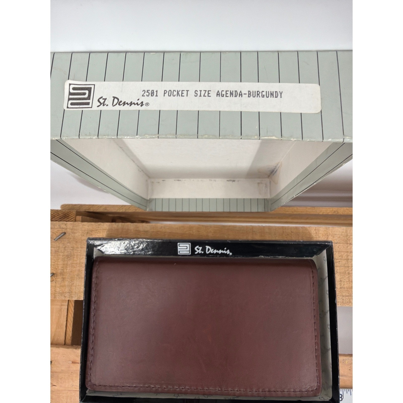 Vintage St. Dennis Pocket Size Agenda Burgundy Leather Diary Address Book NOS