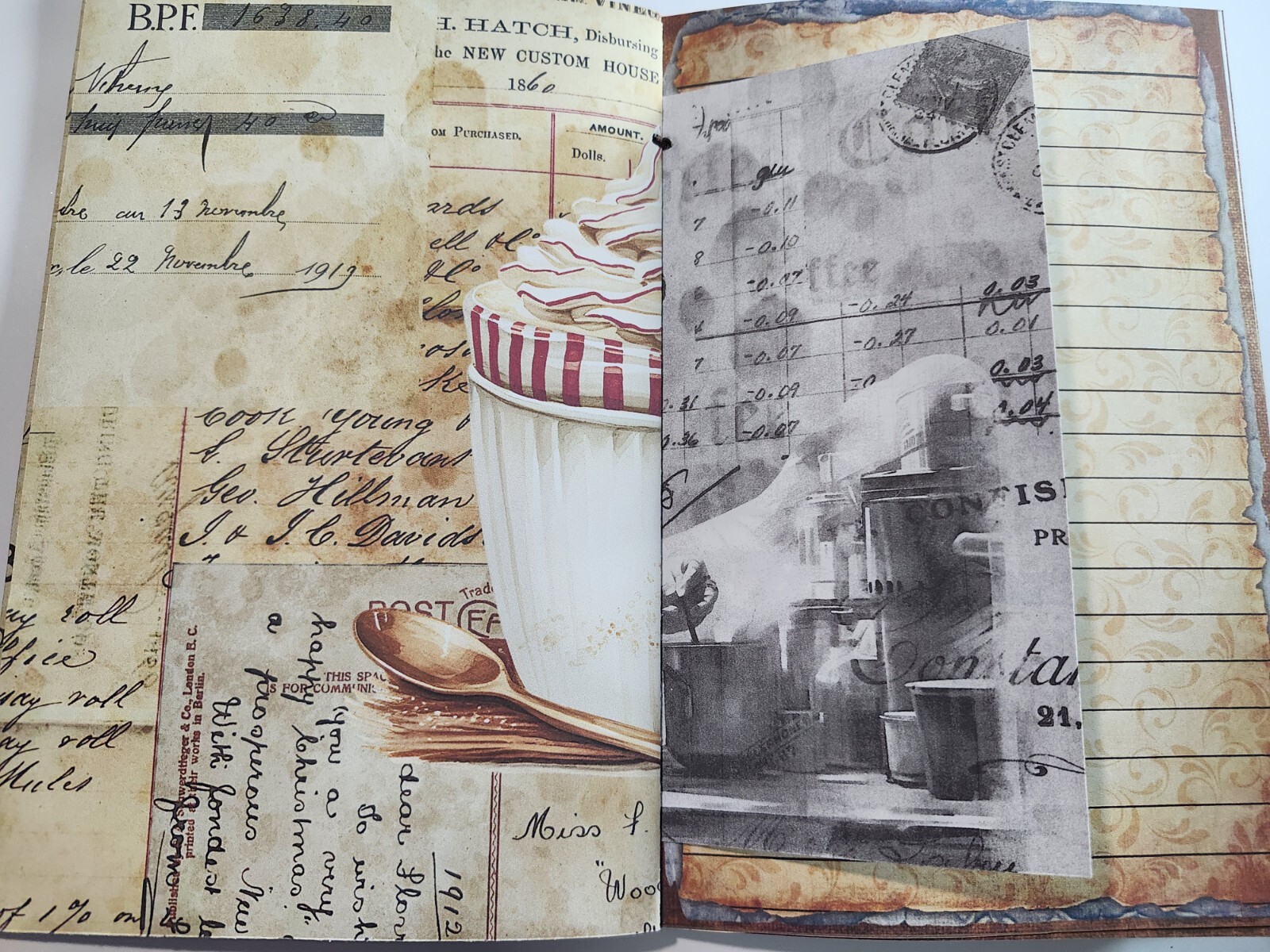 Junk Journal Booklet “COFFEE TIME” HANDMADE Cards, Pockets, Ephemera + more!