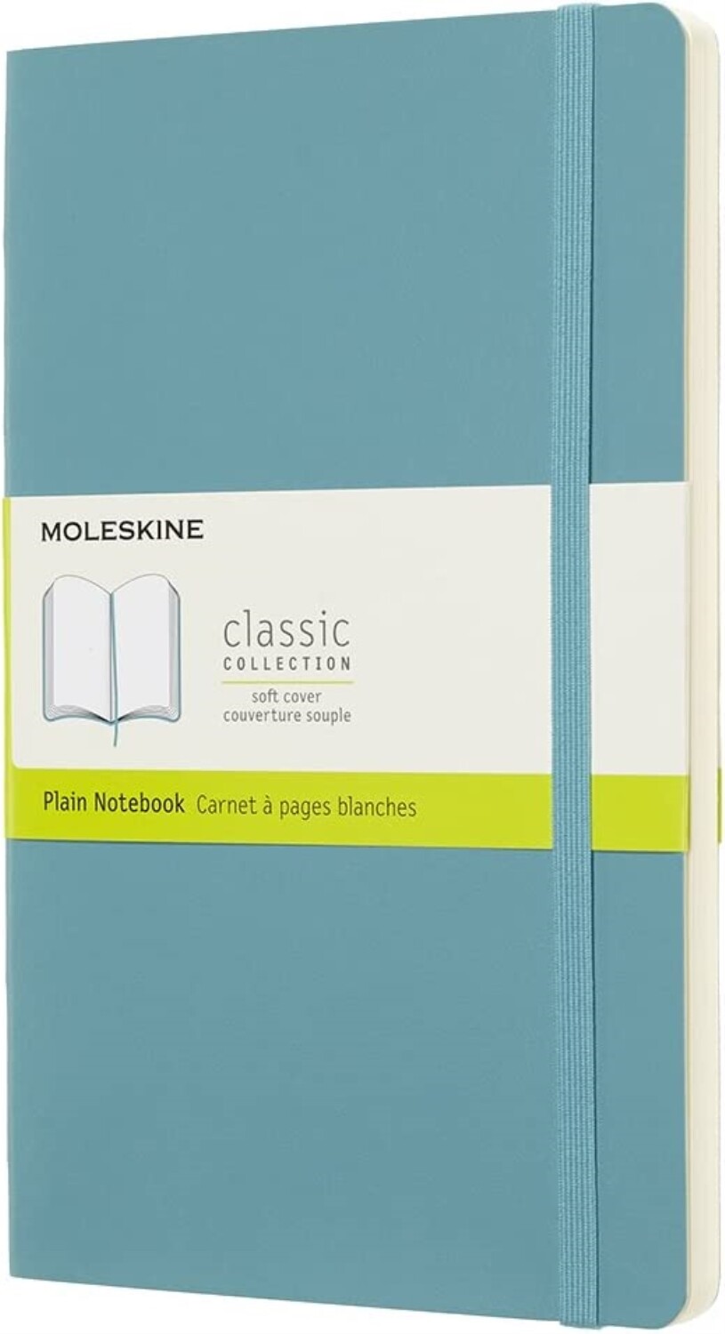 Moleskine Classic Notebook Soft Cover Large (5 x 8.25″) Plain/Blank Reef Blue