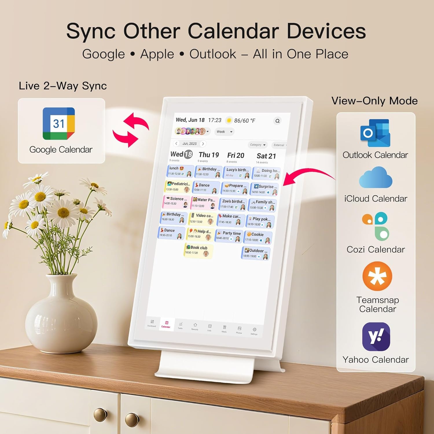 Open Box – Bigasuo 15.6 Inch Family Digital Calendar – Chore Chart, Meal Planner