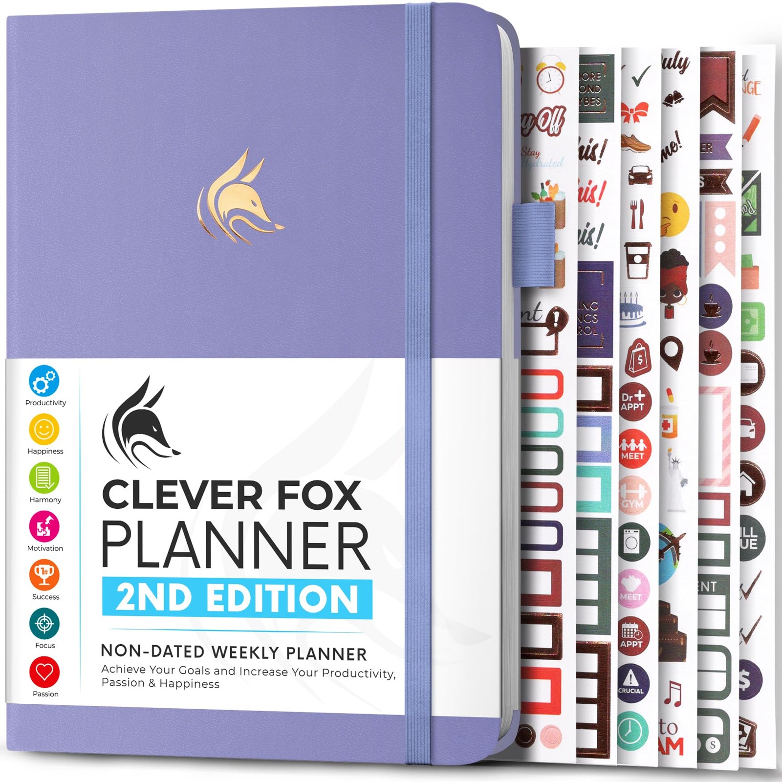 Clever Fox Planner 2nd Edition – A5 (5.8” x 8.3”) Lay-Flat, Lavender