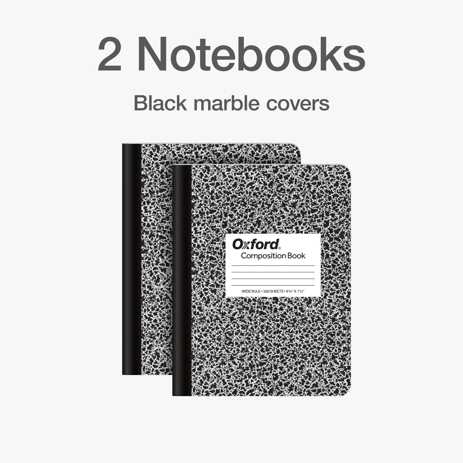 Oxford Composition Notebooks, 9-3/4 x 7-1/2 Inch (Pack of 2), Black Marble