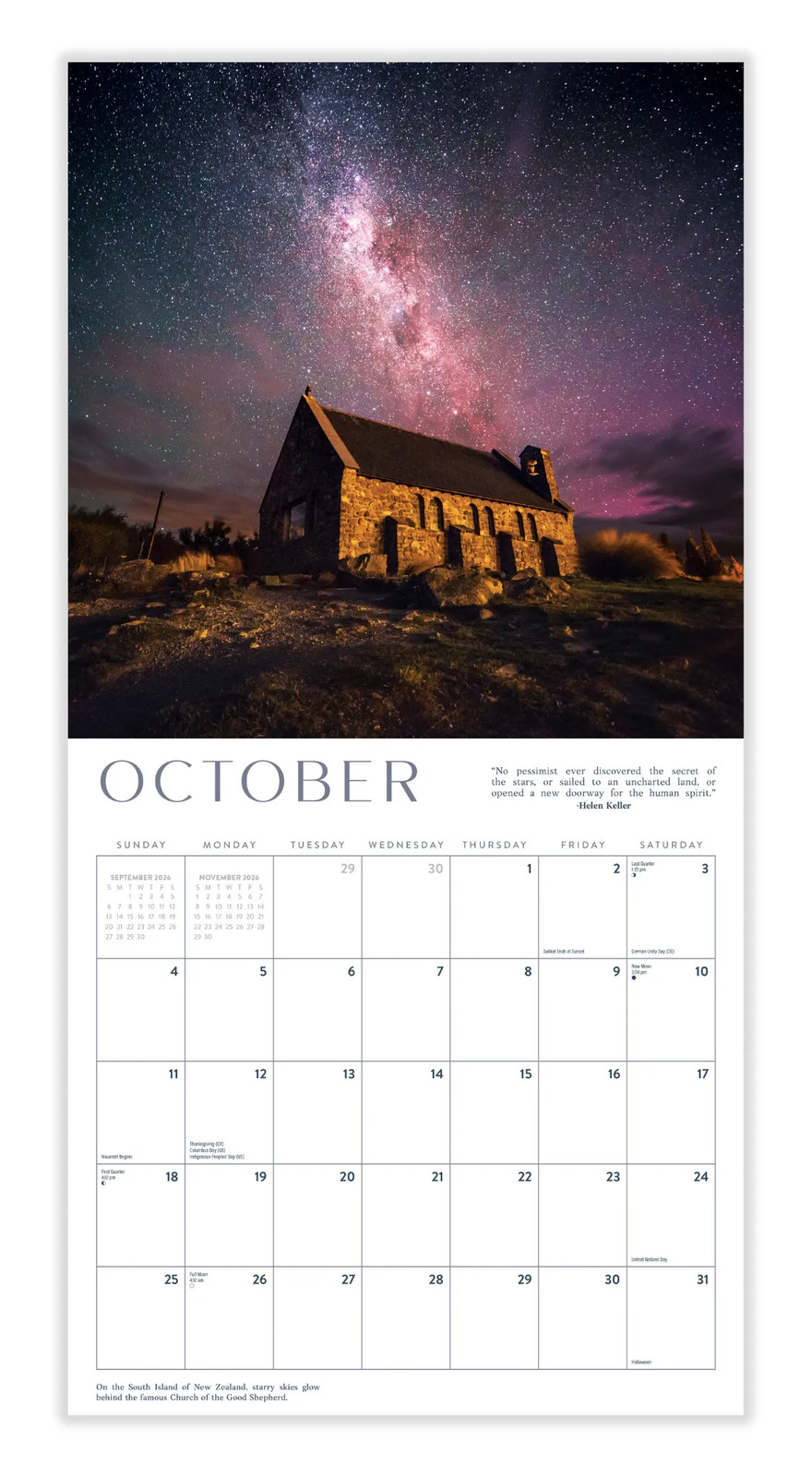 Stargazing Calendar 2026 | The Milky Way | Marble City Press
