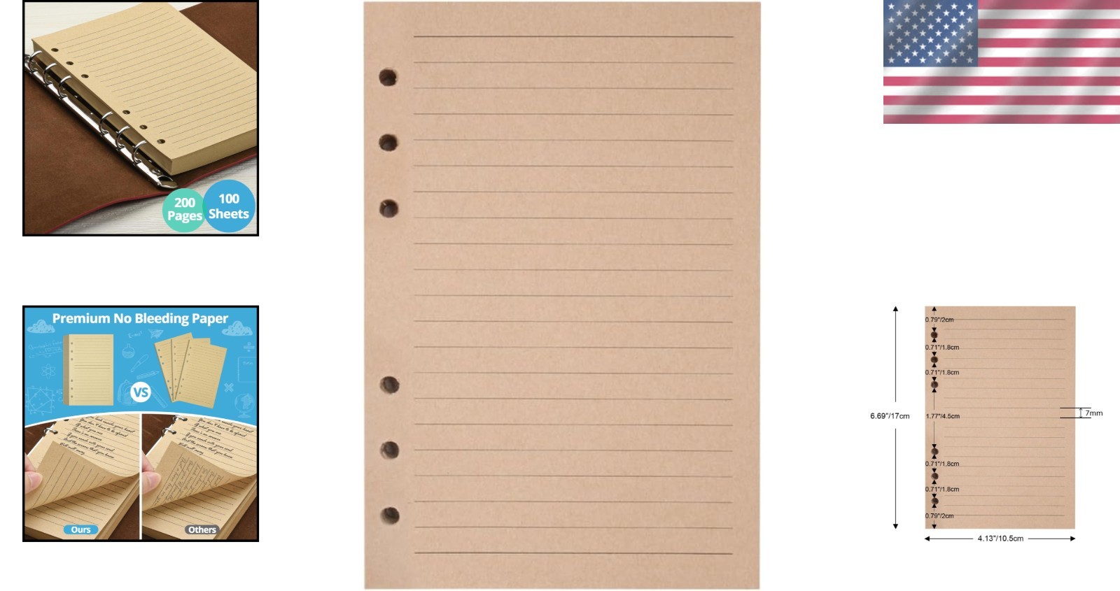 Durable Kraft Refillable A6 Lined Paper – 100 Sheets for Creative Minds