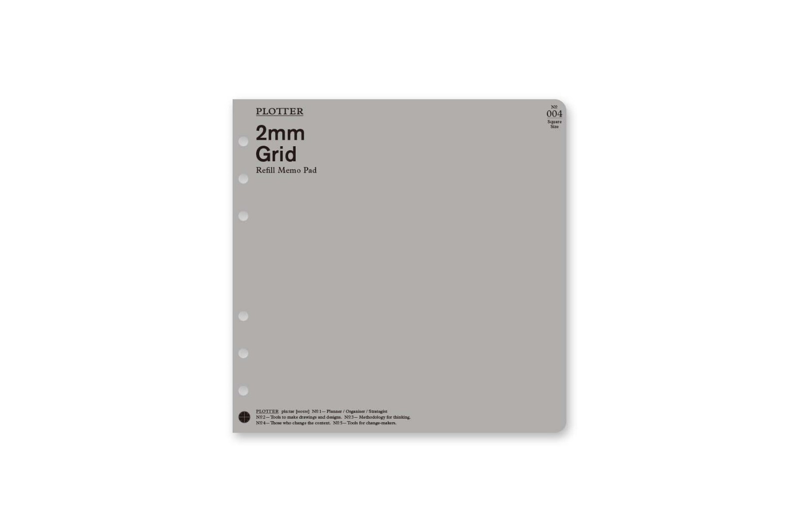 PLOTTER 004 Refill Memo Pad 2mm Grid 80 Sheets Square Size 6 Holes