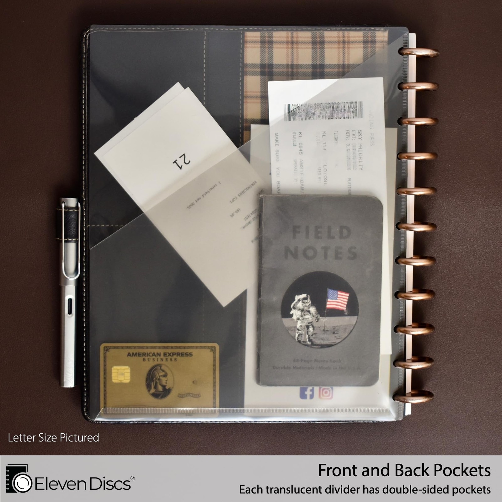 Letter Pocket Dividers for Discbound Notebooks fits Circa, Arc, TUL (Black Se…