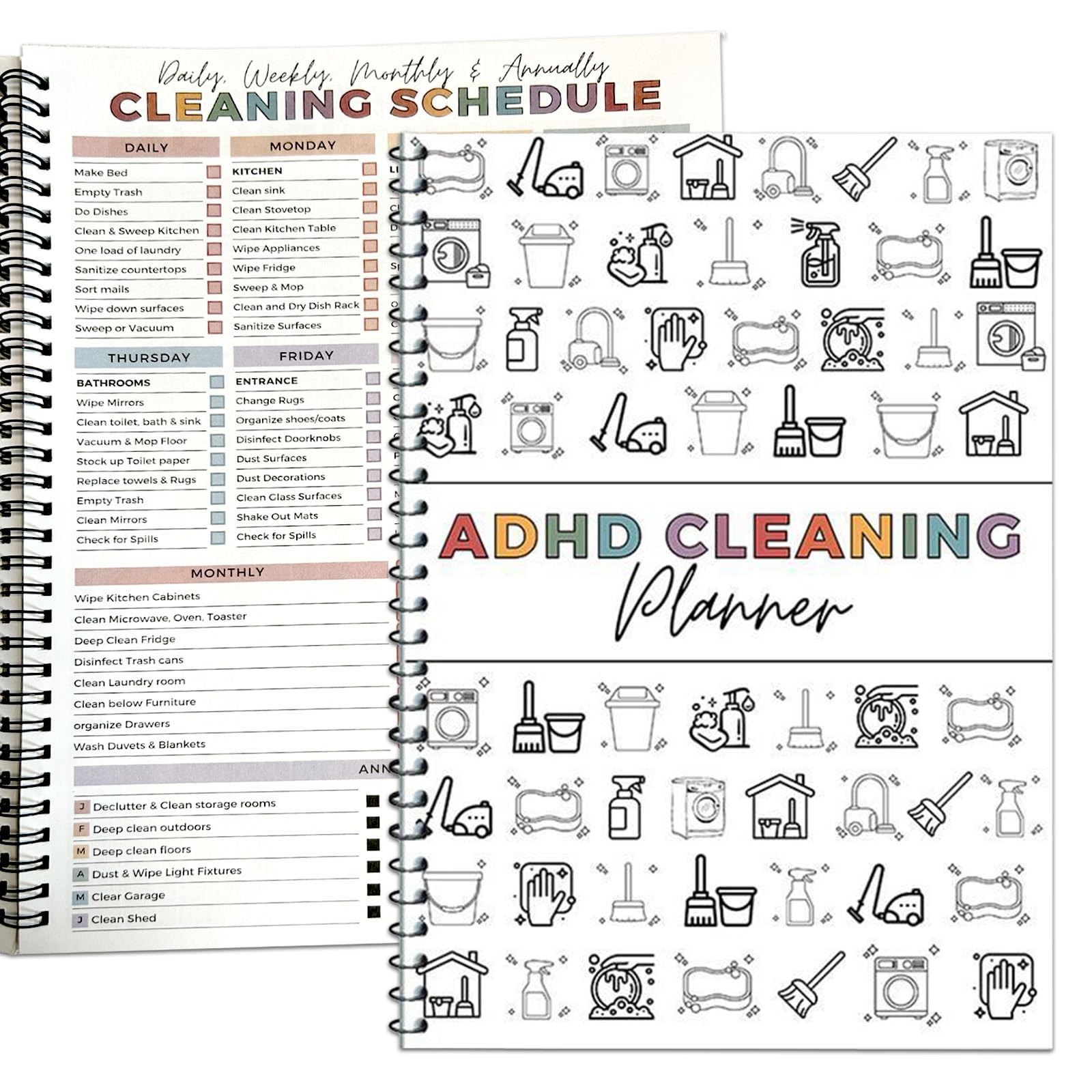 Adhd Cleaning Planner,Household Cleaning Planner, Daily, Weekly And Monthly H…