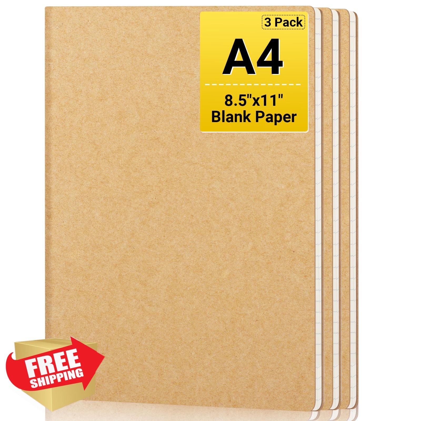 EUSOAR Blank Journal 3 Packs A4 Unlined