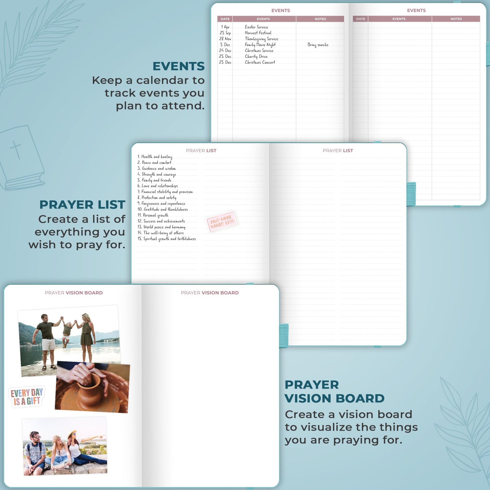 Clever Fox Daily Faith Journal – Guided A5 (5.8” x 8.3”), Aquamarine