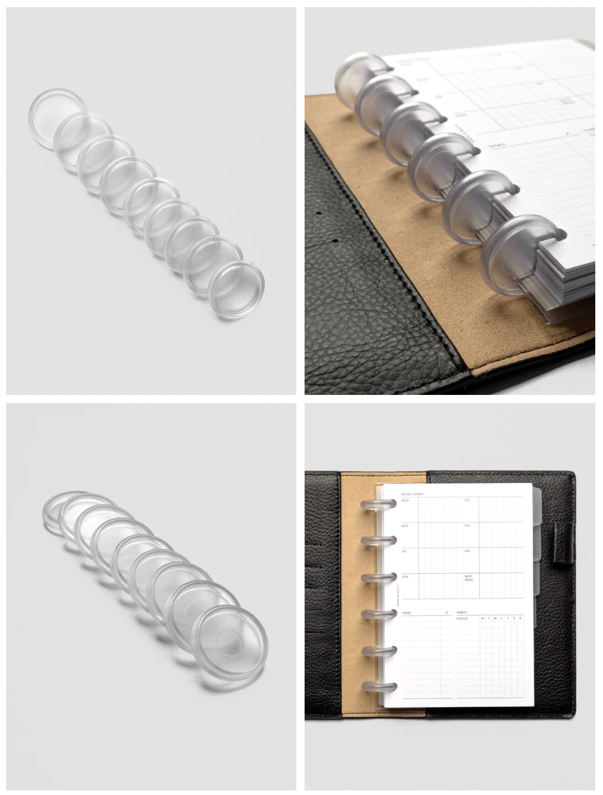 Cloth & Paper Transparent Planner Discs | Clear 1.25 Inch | Set of 9