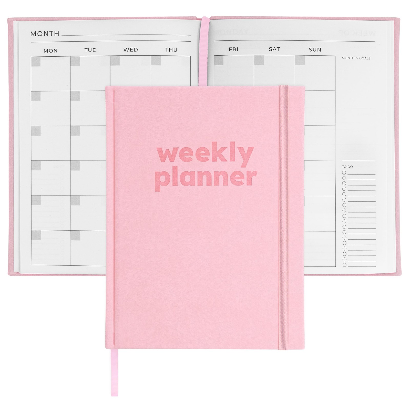 Rileys & Co Undated Daily Planner 8 x 6 in, Day Schedule 8 x 6 inches, Pink