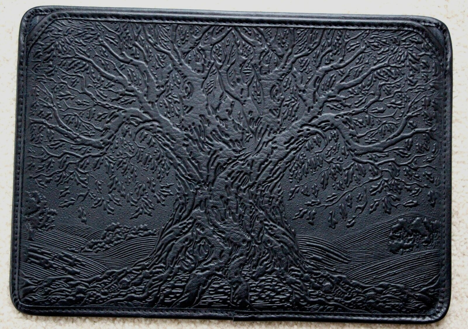 Oberon Design Leather LAPTOP SLEEVE 13″ -TREE OF LIFE in BLACK – NEW