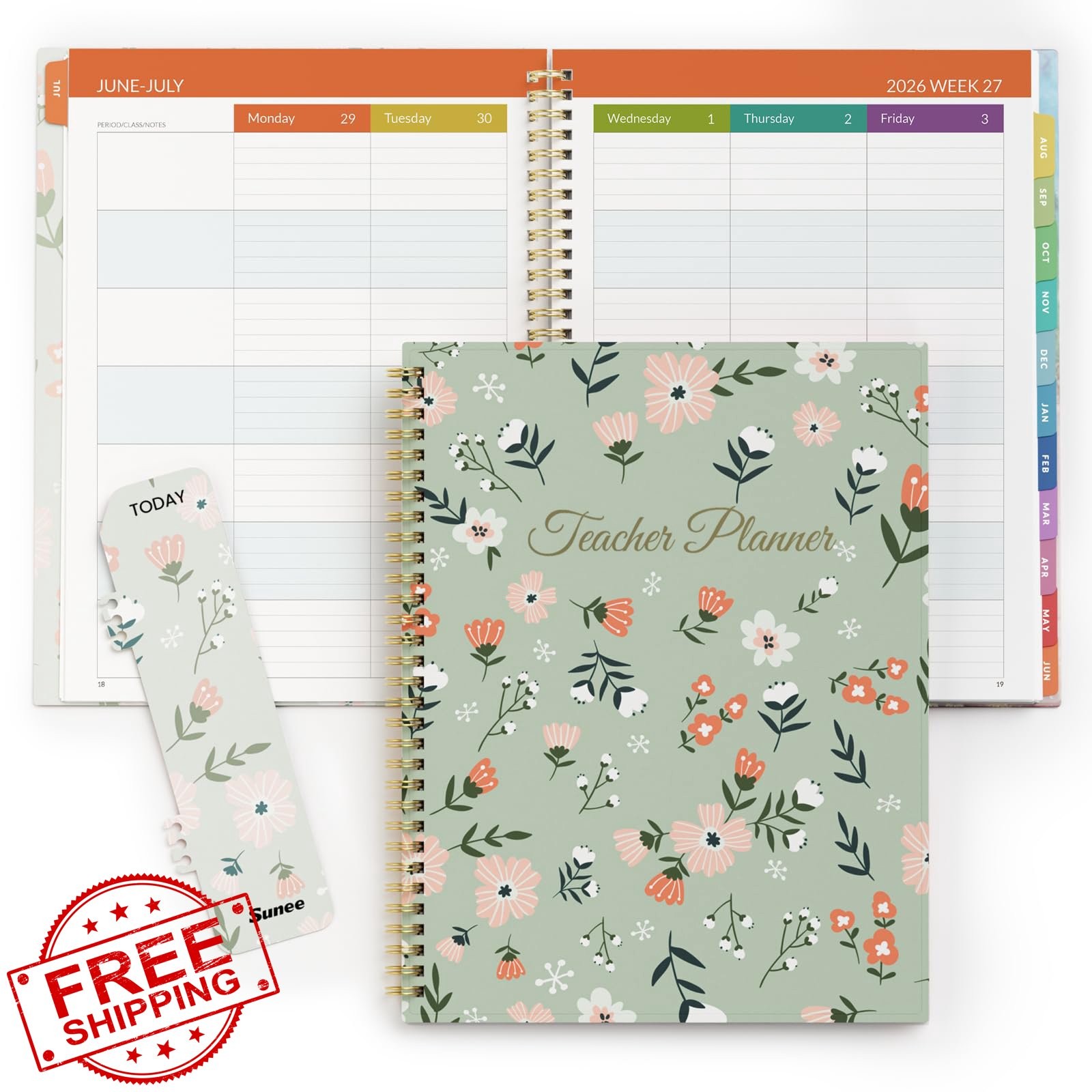 SUNEE Teacher Planner 2026-2027 Wildflower Green