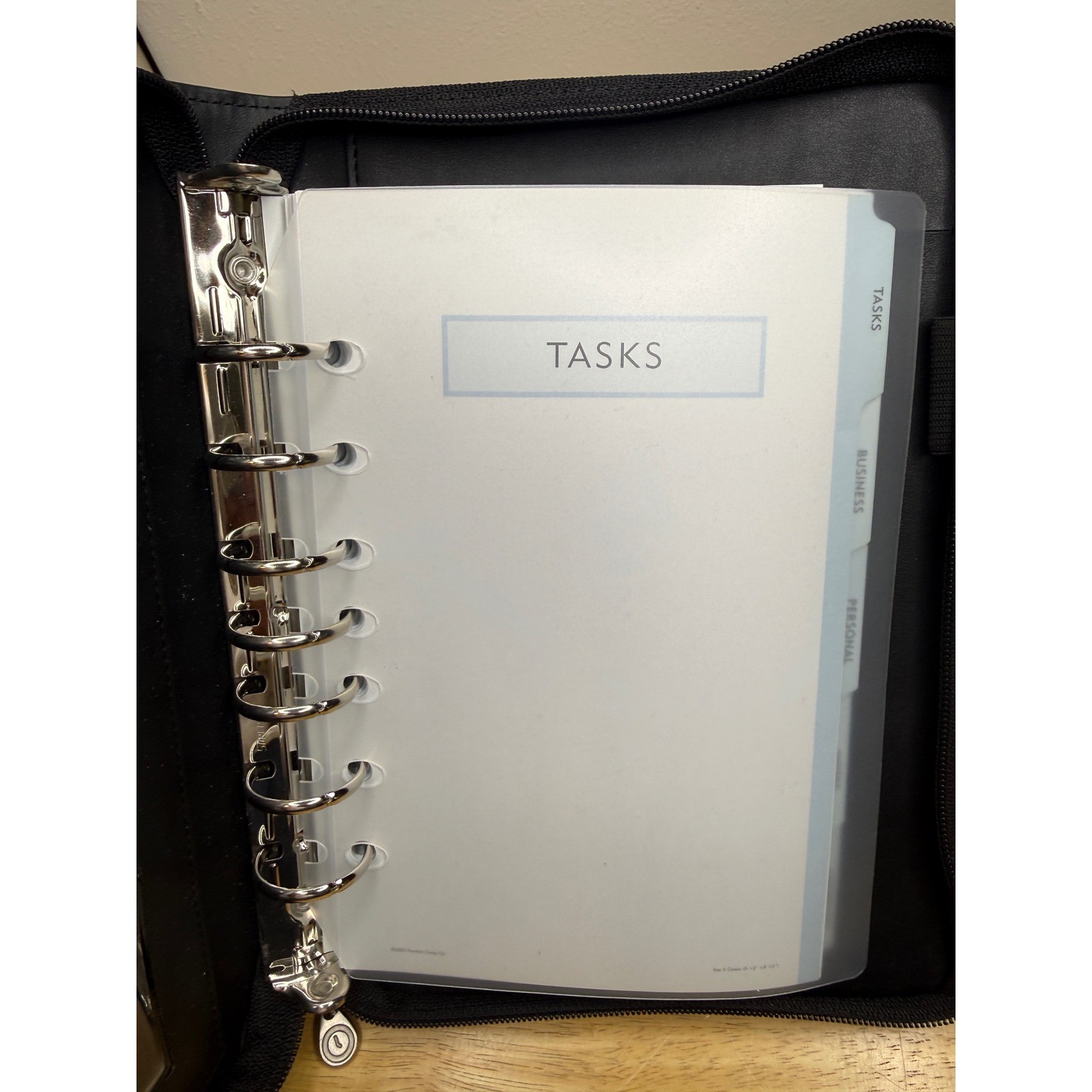 Franklin Covey Black Leather Zippered 7 Ring Planner Binder Organizer Classic