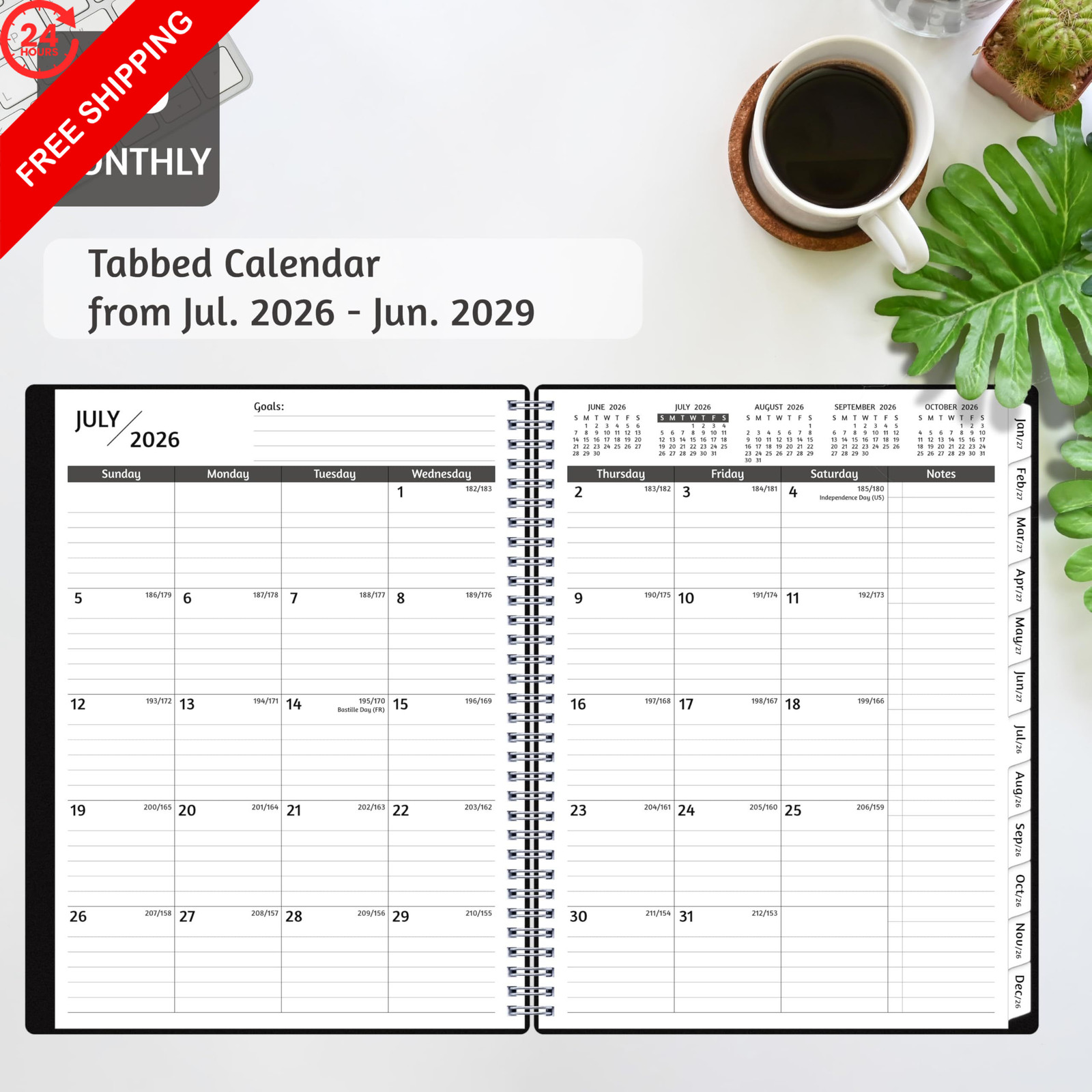 Monthly Planner 2026-2029, 36 Months Calendar 2026-2029 8.5” x 11”