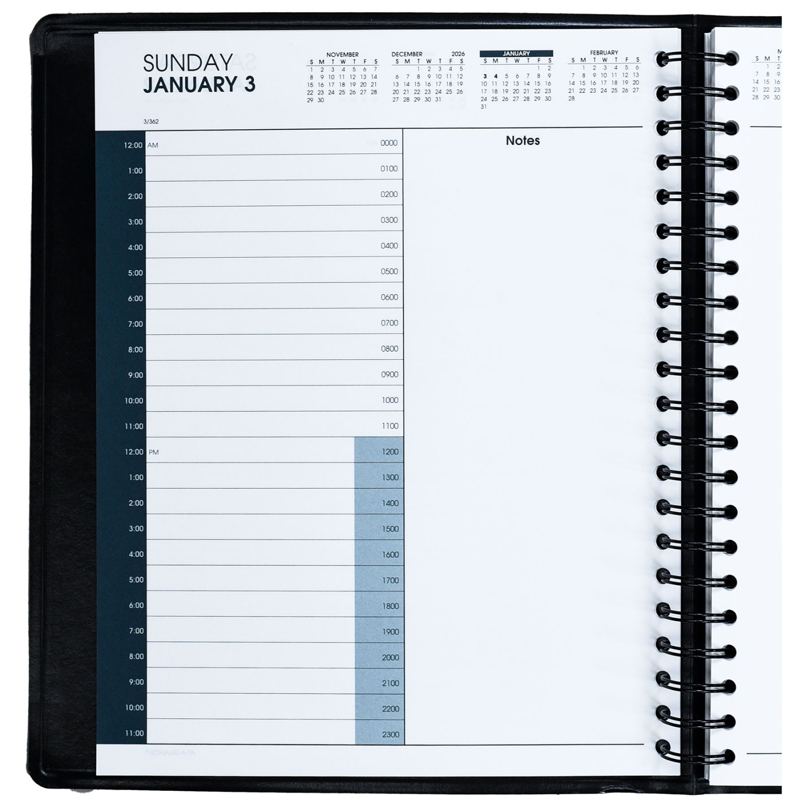 2026 At-A-Glance 70-214 24-Hour 7-Day Daily Appointment Book, 8-1/2 x 11″