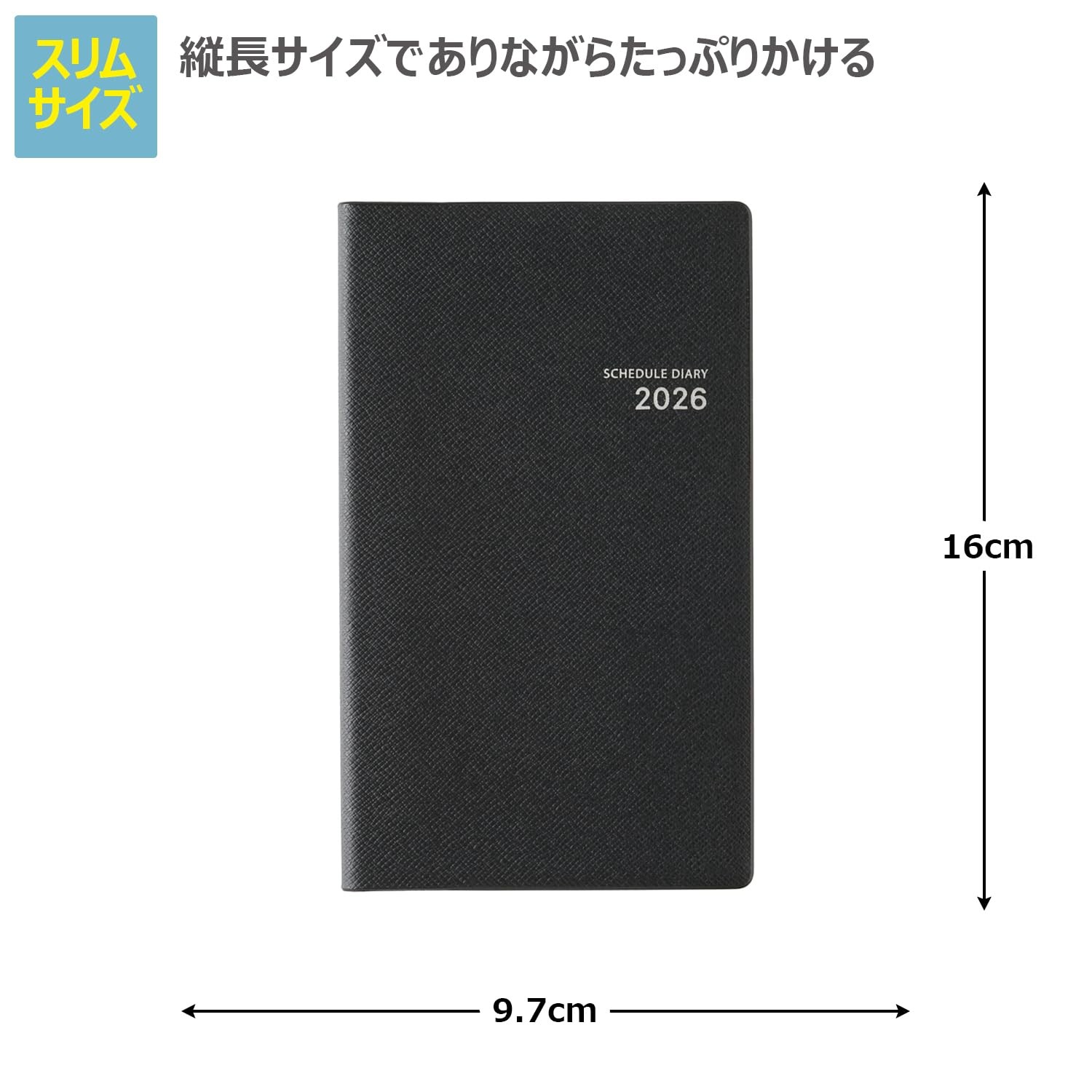 NOLTY Planner 2026 Monthly Slim Aida Memo Sunday Black