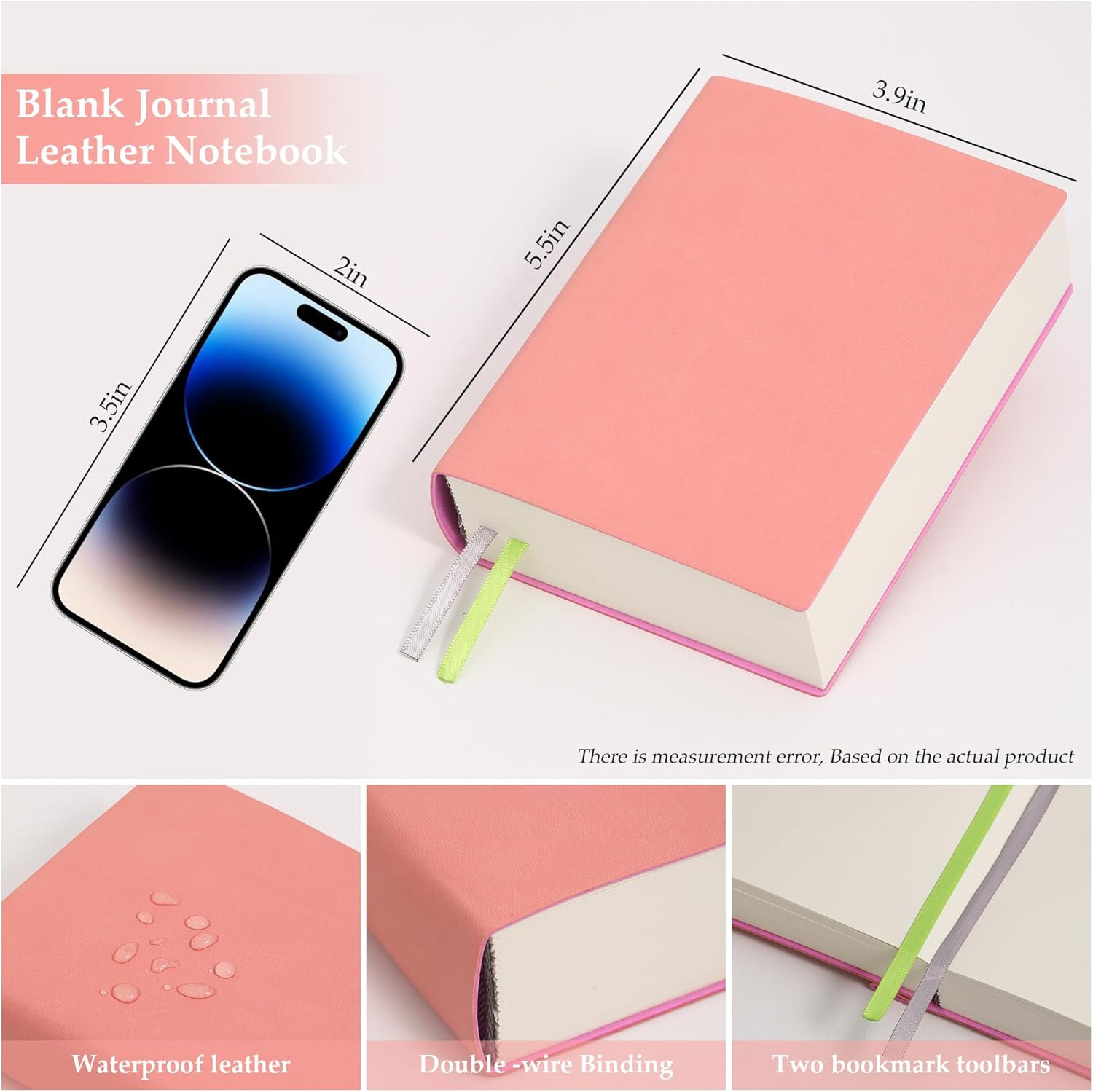 Blank Journal Notebook 720 Pages 3.9 × 5.5 No Lines Soft Leather Pocket Blank No