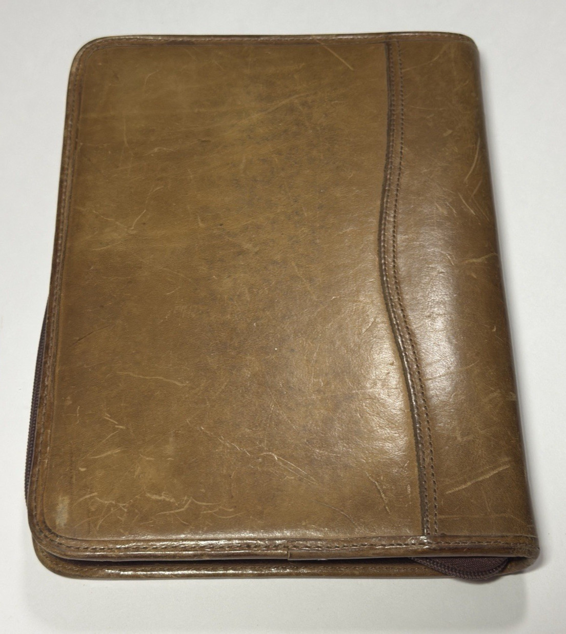 Day Timer Planner Organizer Vtg Brown Leather Folio 7 Ring Binder Notebook