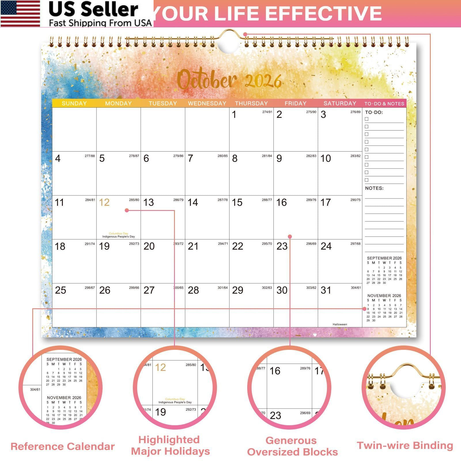 Wall Calendar 2026-2027 – Calendar, JUL 2026 – 14.8″ x 11.5″, white